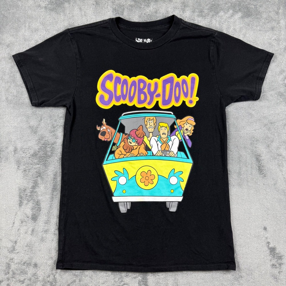 Scooby-Doo Mystery Machine Gang Graphic T-Shirt Black Mens Medium